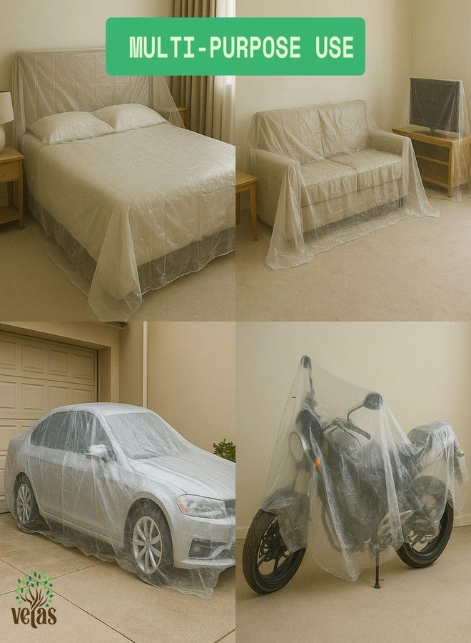 VETAS Multipurpose Polythene Dust Cover & Paint Protection Sheet 12x21 Ft | Waterproof Plastic Sheet for Furniture, AC, Fridge, Floor, Car, Bike, Plants & Outdoor Use - Image 3